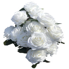 Load image into Gallery viewer, Cream Color Artificial Silk Roses 2 Bundles (with Total 20 Heads) Artificial Silk Flower Rose Bush DIY Wedding Bride Bouquet Any Craft(Pack of 2 Bundles Cream)
