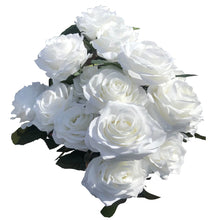 Load image into Gallery viewer, White Color Artificial Silk Roses 2 Bundles (with Total 20 Heads) Artificial Silk Flower Rose Bush DIY Wedding Bride Bouquet Any Craft By DALAMODA
