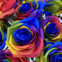 Load image into Gallery viewer, Artificial Roses Rainbow Rose Flowers for DIY Decration Wedding Bouquet Craft Floral Arrangment-(Pack of 15pcs Blue Flower Heart)
