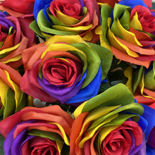 Load image into Gallery viewer, 15pcs Artificial Rainbow Roses Silk flower Artificial Rose Flowers DIY any craft floral arrangment Red Flower Heart
